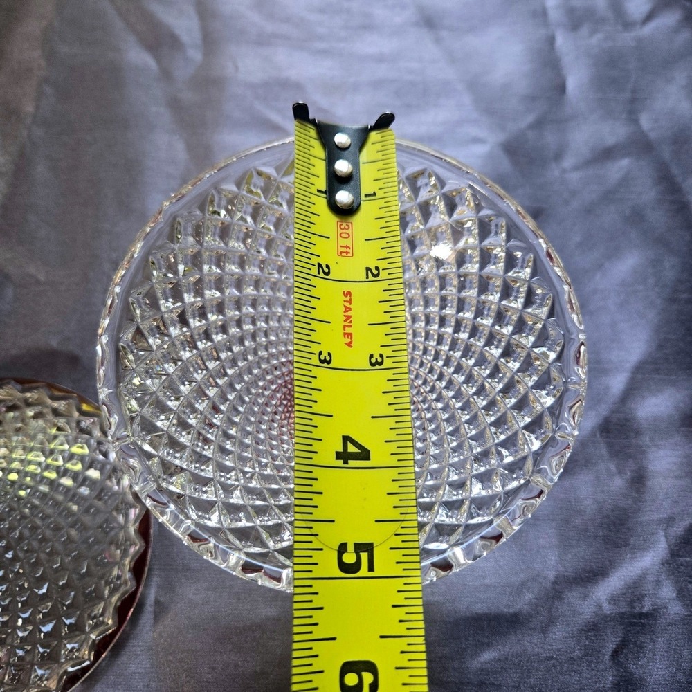 Vintage Ruby Red Flash Diamond Point Glass Lidded Candy Dish Pedestal Compote - Picture 6 of 14